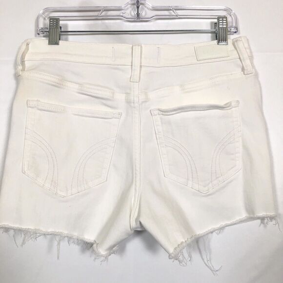 Hollister Womens Cut Off Jean Shorts Size 11 Waist 31 White Denim Distressed - Picture 6 of 10